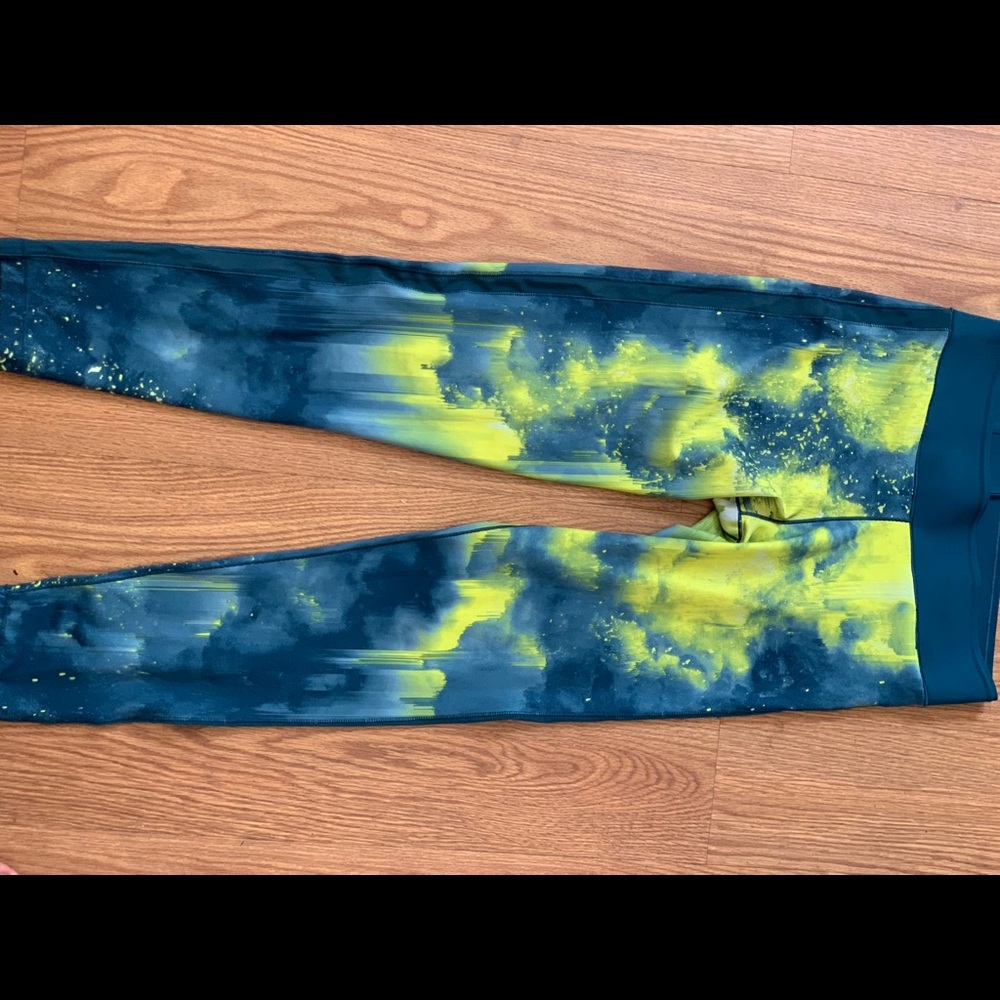 Adidas tie dye green and navy blue leggings